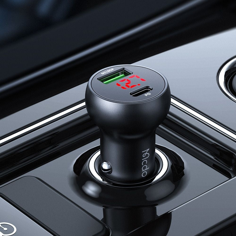 Φορτιστής Αυτοκινήτου McDodo CC-7030 Display, 45W, 5A, 1 x USB-A - 1 x USB-C, Μαύρο