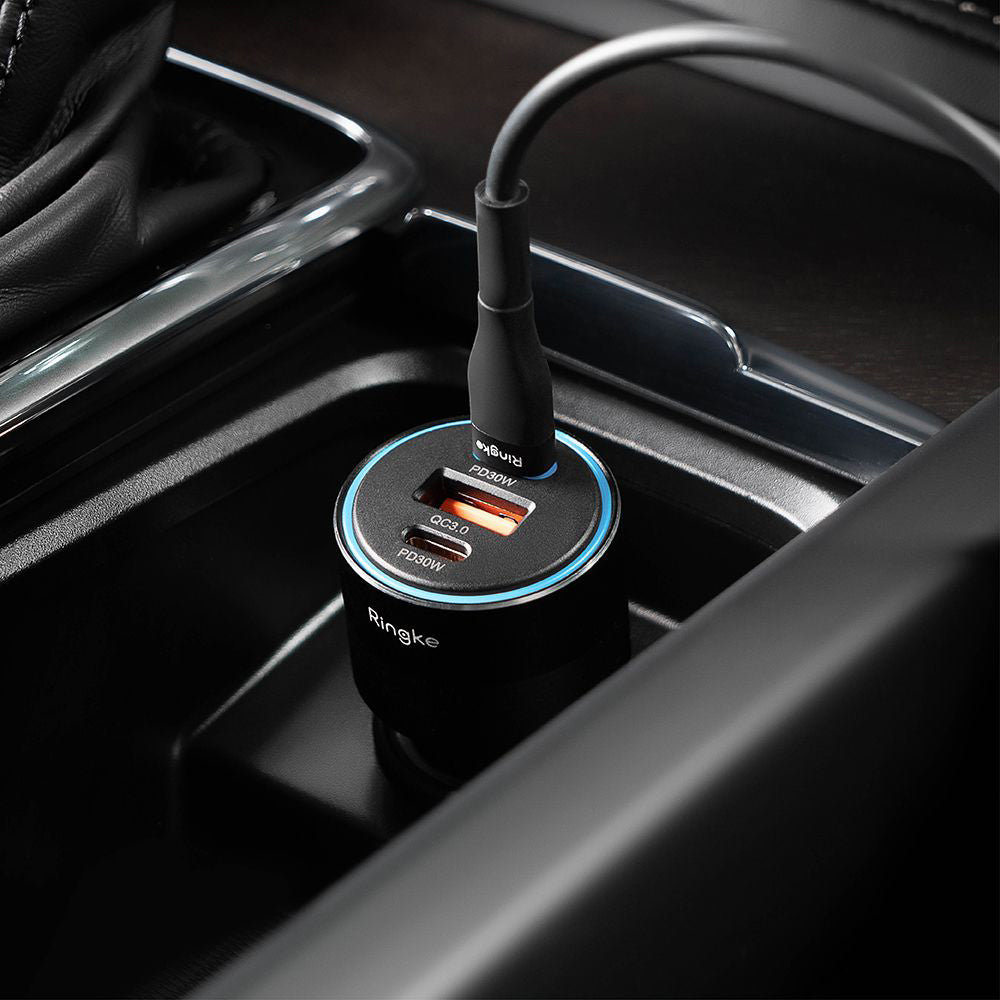 Φορτιστής Αυτοκινήτου Ringke, 30W, 3A, 1 x USB-A - 2 x USB-C, Μαύρο