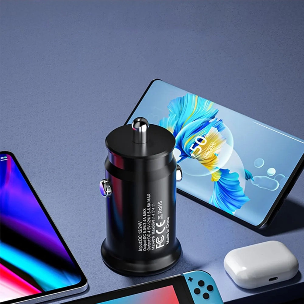 Φορτιστής Αυτοκινήτου Techsuit C4 MiniFuseX, 20W, 3A, 1 x USB-A - 1 x USB-C, Μαύρο