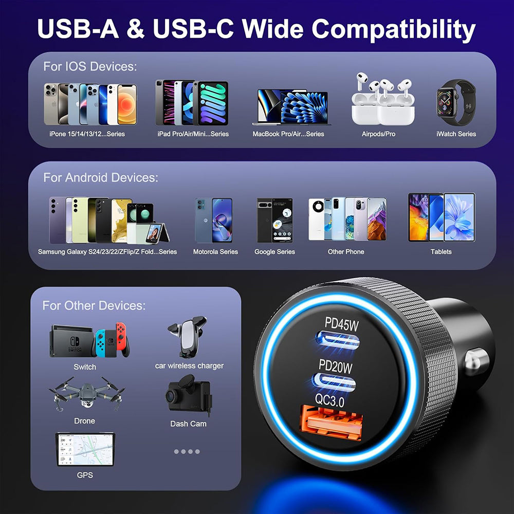 Φορτιστής Αυτοκινήτου Techsuit C6 DriveBoost, 60W, 3A, 1 x USB-A - 2 x USB-C, Ασημί