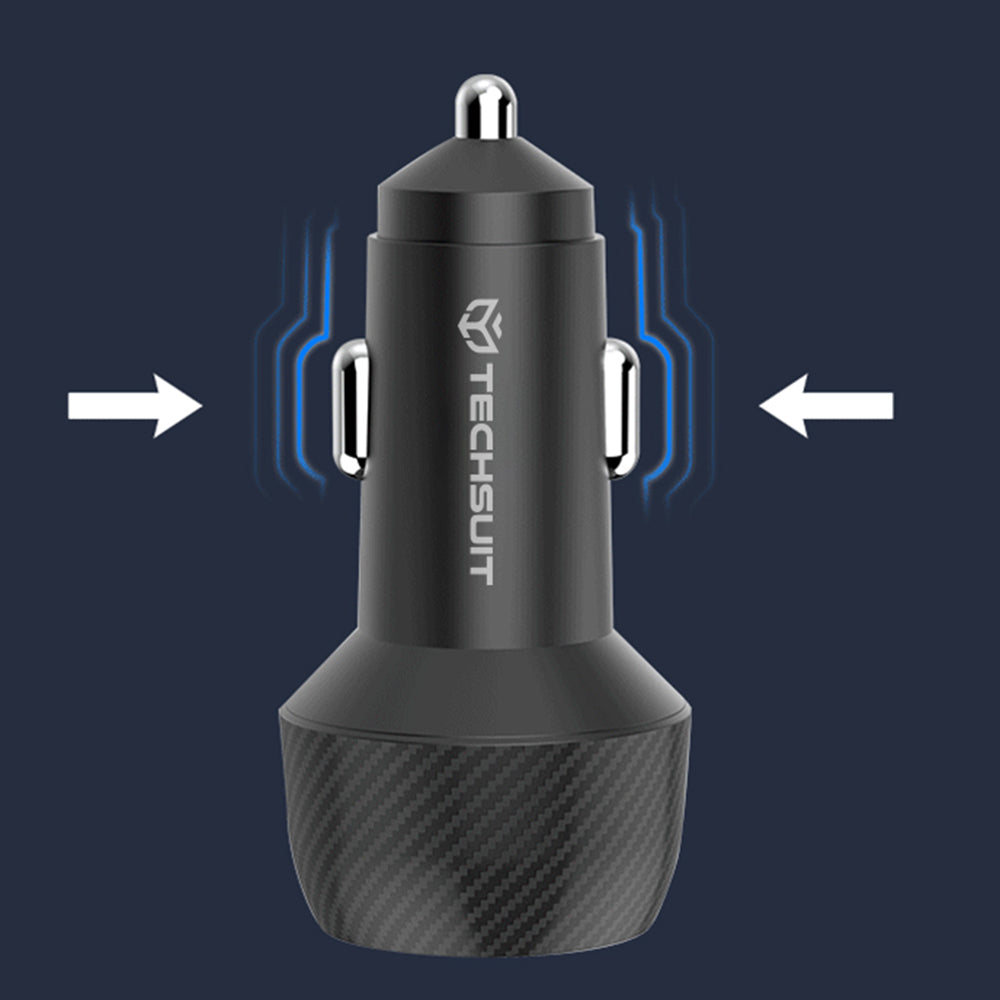 Φορτιστής Αυτοκινήτου Techsuit C7 CarbonVolt, 48W, 3A, 1 x USB-A - 1 x USB-C, Μαύρο