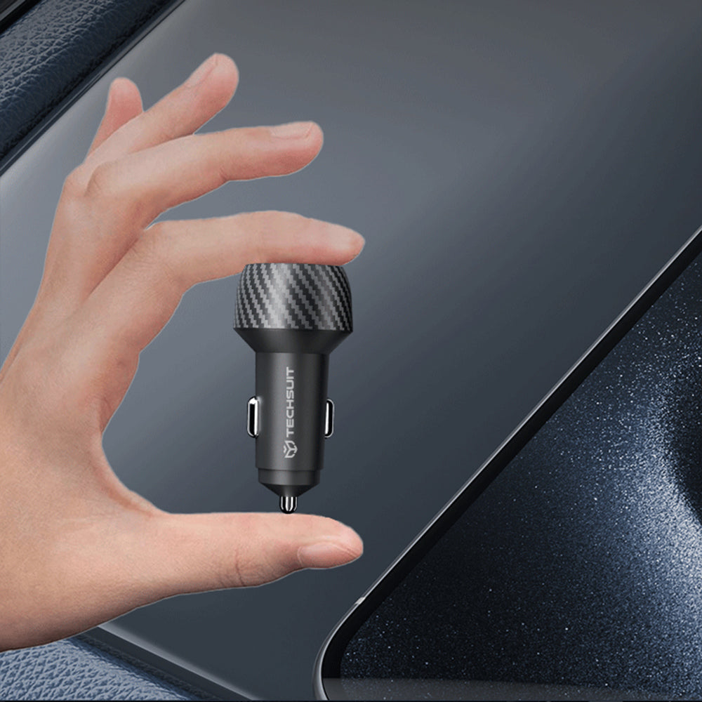 Φορτιστής Αυτοκινήτου Techsuit C7 CarbonVolt, 48W, 3A, 1 x USB-A - 1 x USB-C, Μαύρο