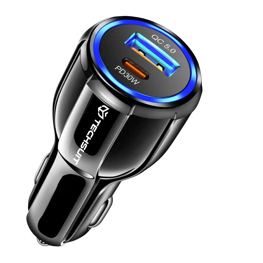 Φορτιστής Αυτοκινήτου Techsuit TE-022 Premium, 60W, 3A, 1 x USB-A - 1 x USB-C, Μαύρο