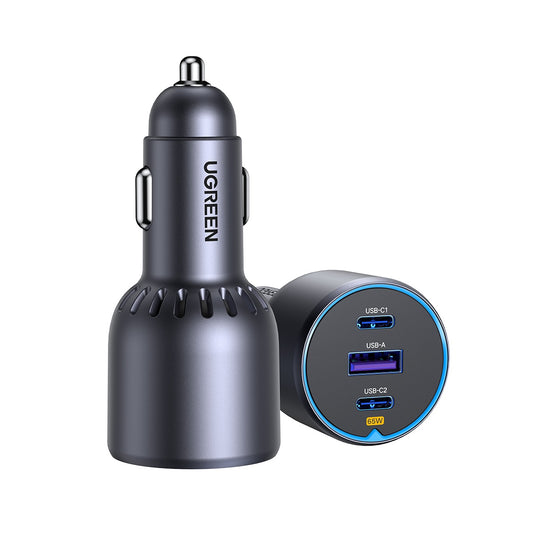 Φορτιστής αυτοκινήτου UGREEN EC703, 75W, 3.25A, 1 x USB-A - 2 x USB-C, Μαύρο