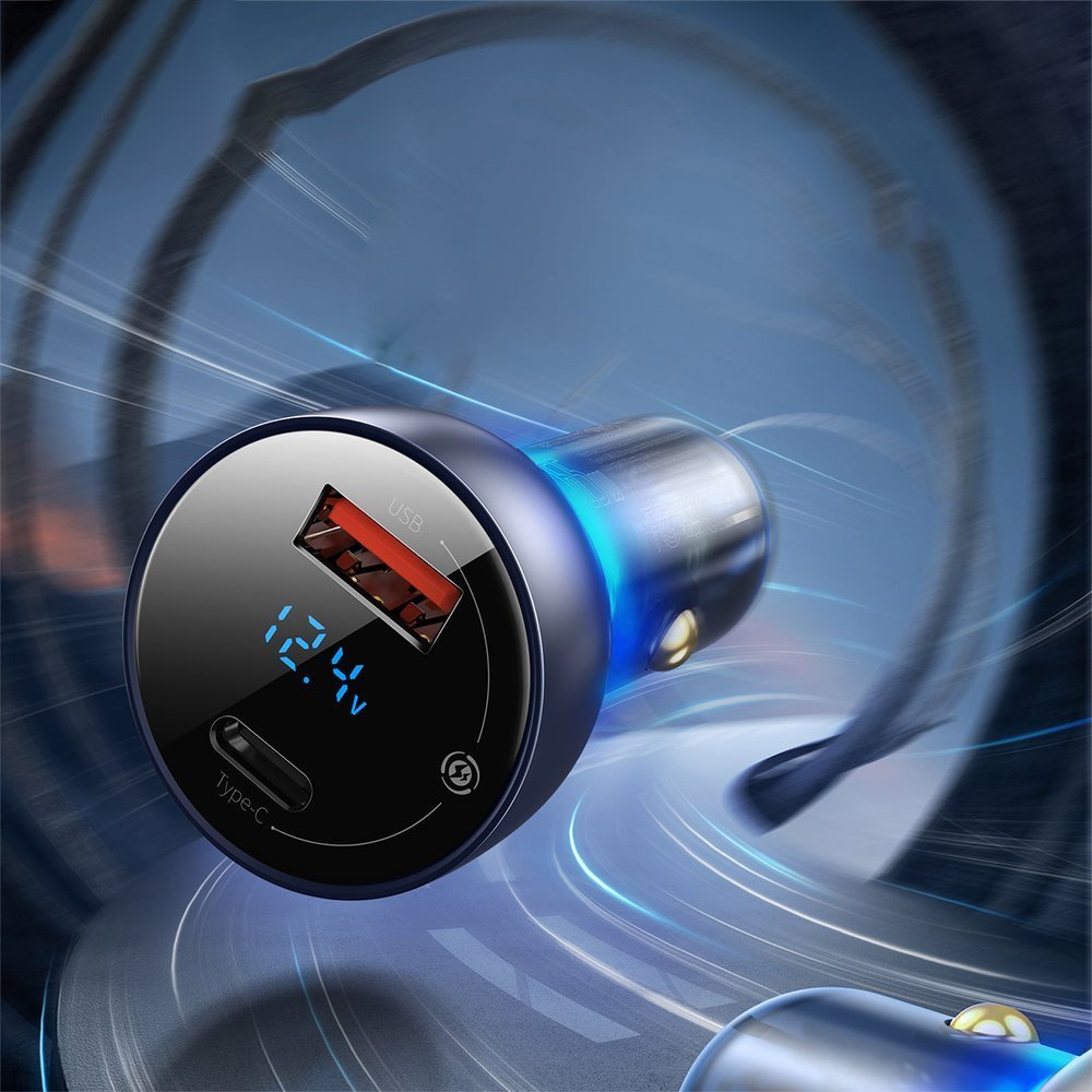 Baseus Car Charger, 65W, 5A, 1 x USB-A - 1 x USB-C, Gray CCKX-C0A