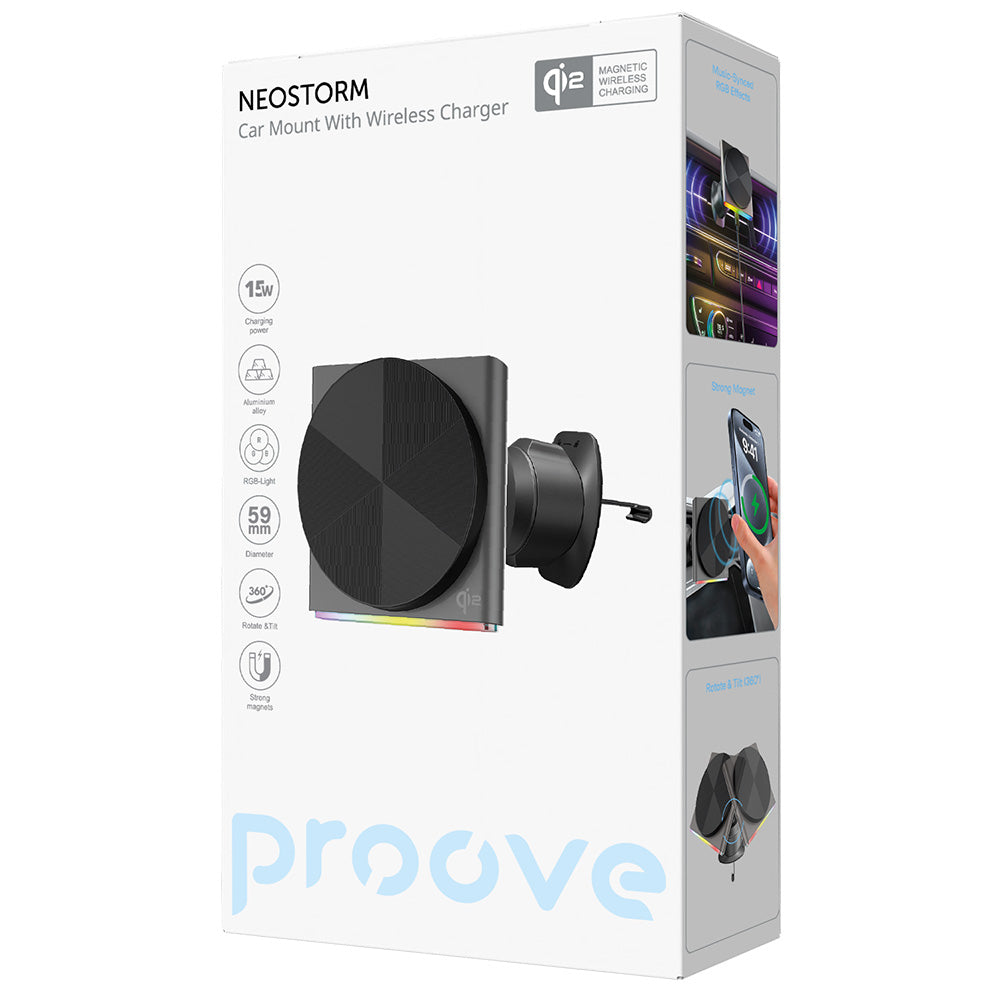Ασύρματος Φορτιστής Αυτοκινήτου Proove Neostorm, 15W, 1.67A, Γκρι WHNS15002003