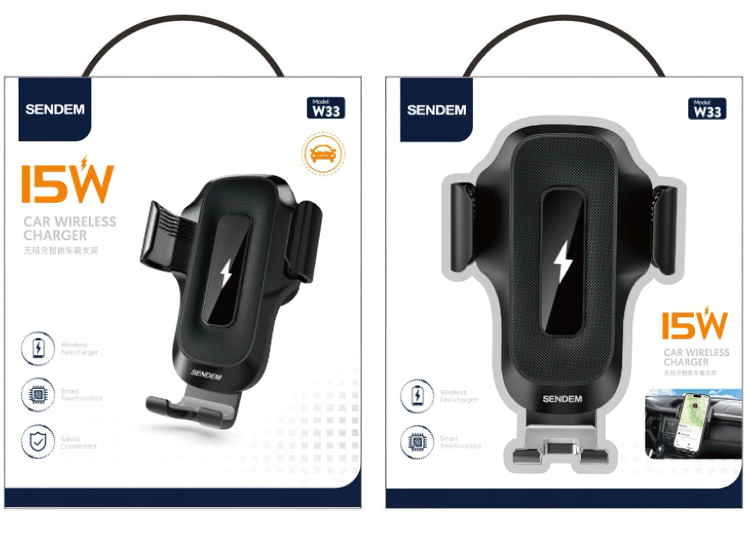 Φορτιστής Αυτοκινήτου Ασύρματος Sendem W33, 15W, 1.67A, Μαύρο
