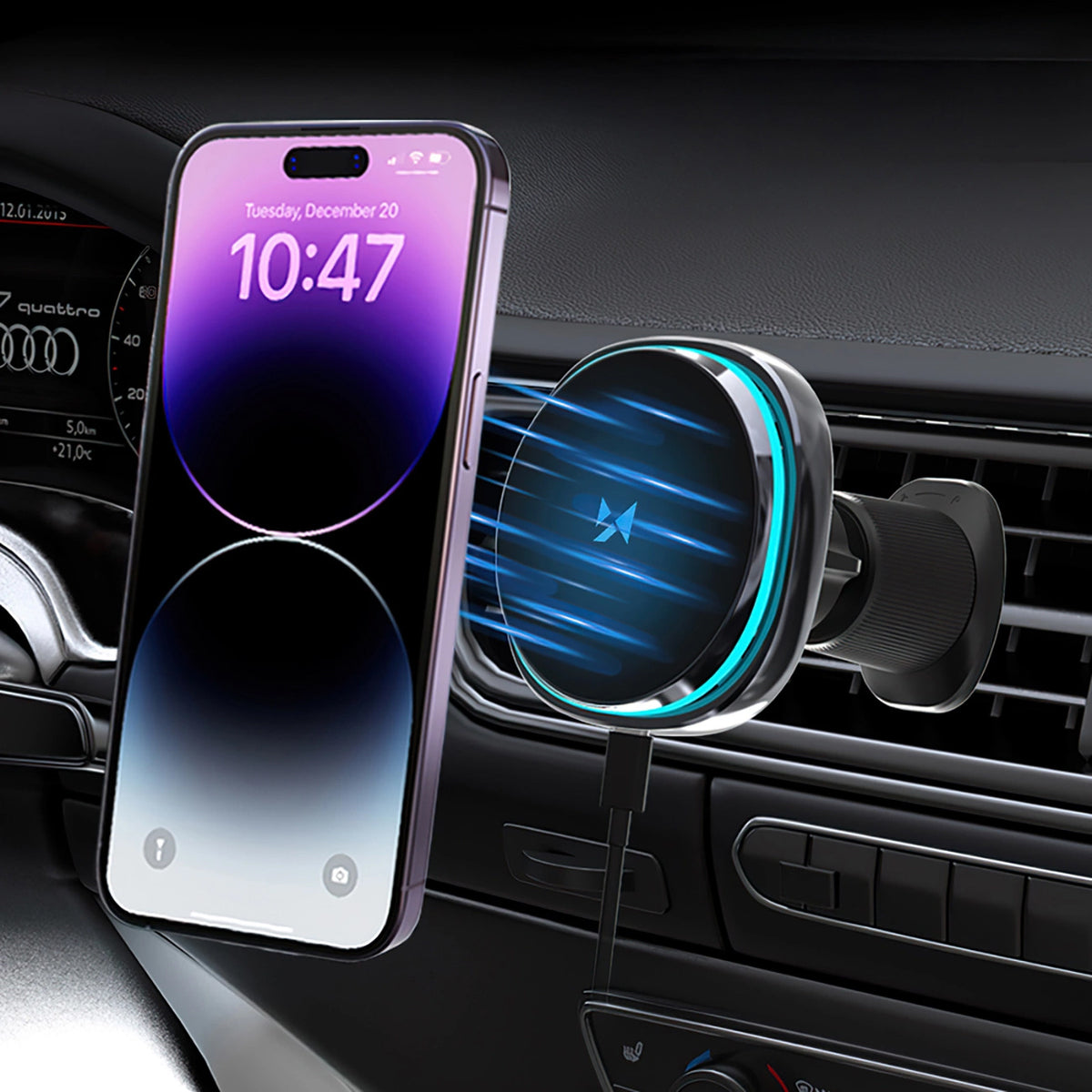 Wireless Car Charger WZK WCT5-Q6S2Y, 15W, 1.67A, Black