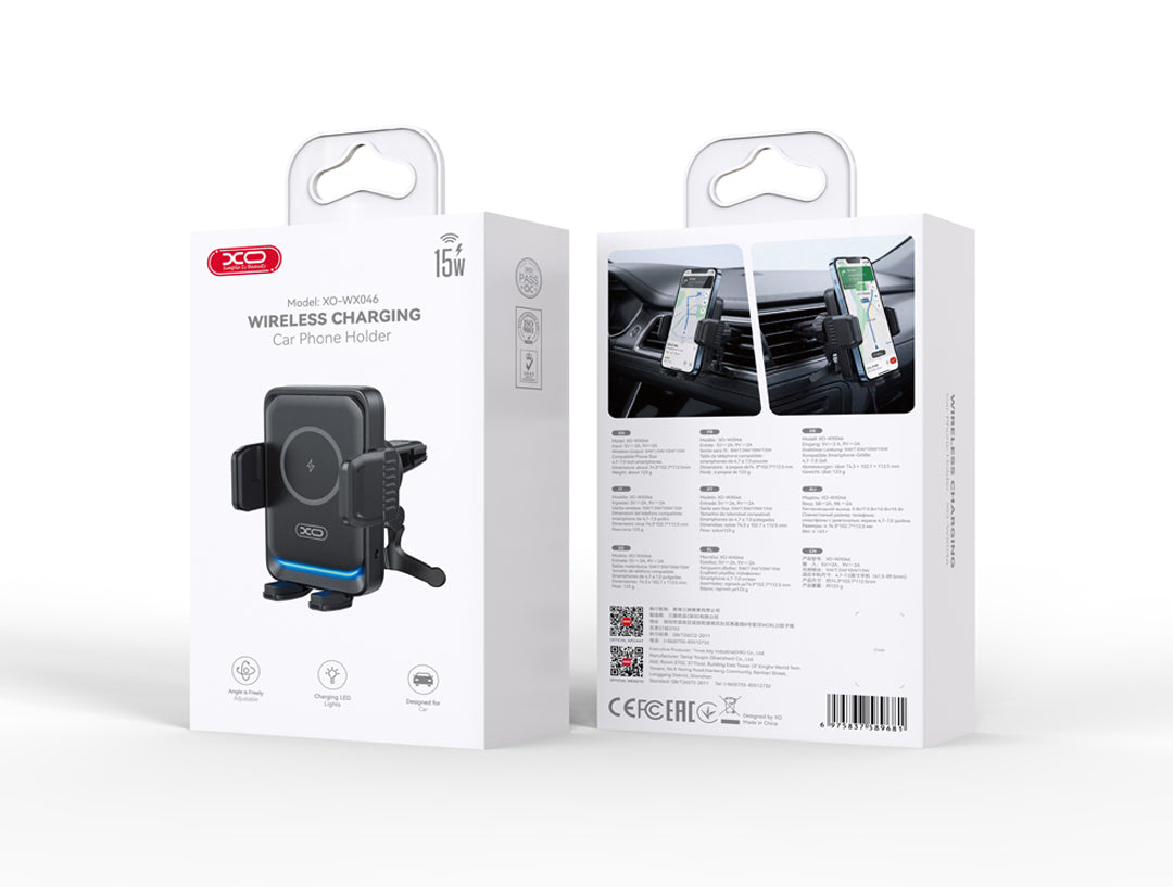 Ασύρματος Φορτιστής Αυτοκινήτου XO Design WX046, 15W, 1.67A, Μαύρο