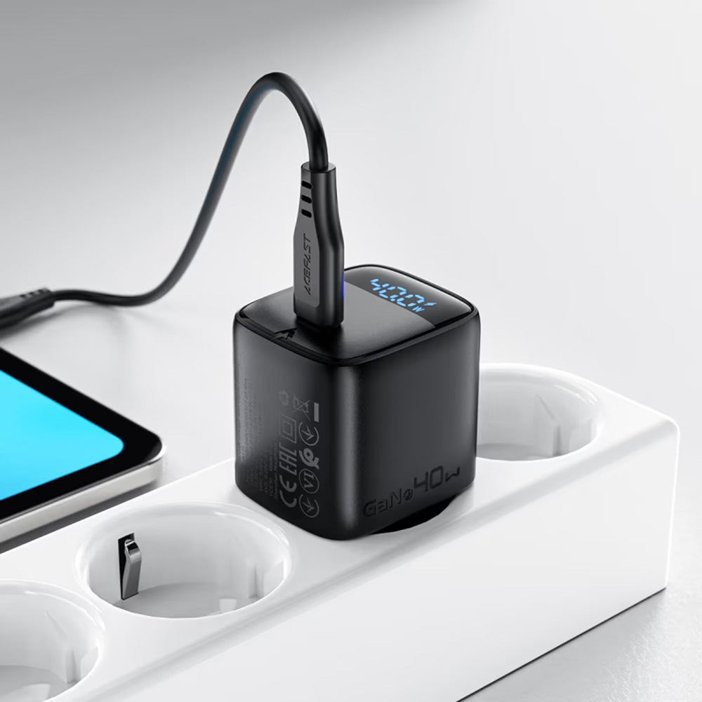 Φορτιστής Δικτύου Acefast A135 Display, 45W, 3A, 1 x USB-C, Μαύρο