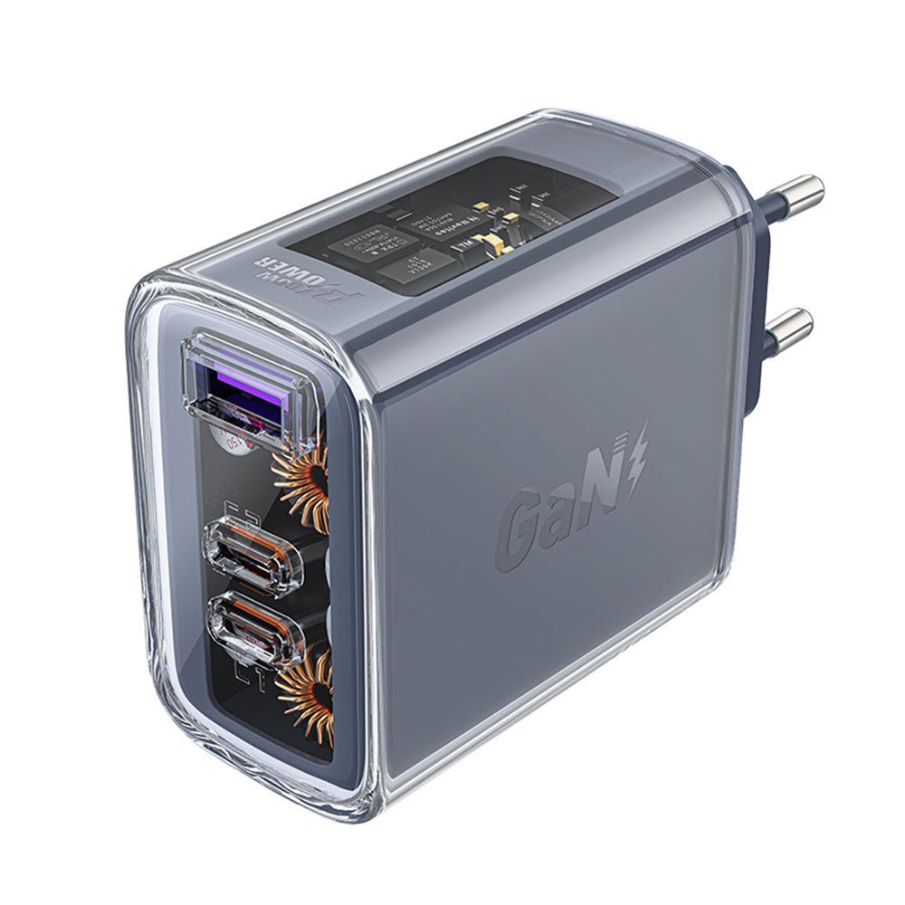 Acefast A45 Exploration Network Charger, 65W, 3.25A, 1 x USB-A - 2 x USB-C, Gray