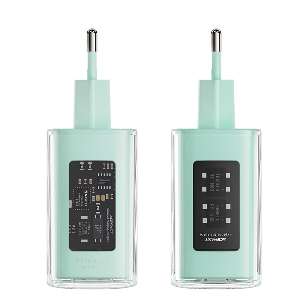 Φορτιστής Δικτύου Acefast A45 Exploration, 65W, 3.25A, 1 x USB-A - 2 x USB-C, Πράσινο