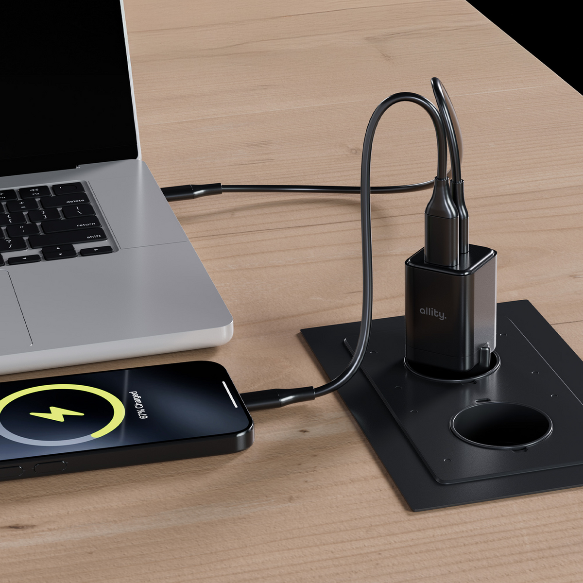 Φορτιστής Δικτύου Allity. ATC-01-30WAC Mini, 30W, 3A, 1 x USB-A - 1 x USB-C, Μαύρο