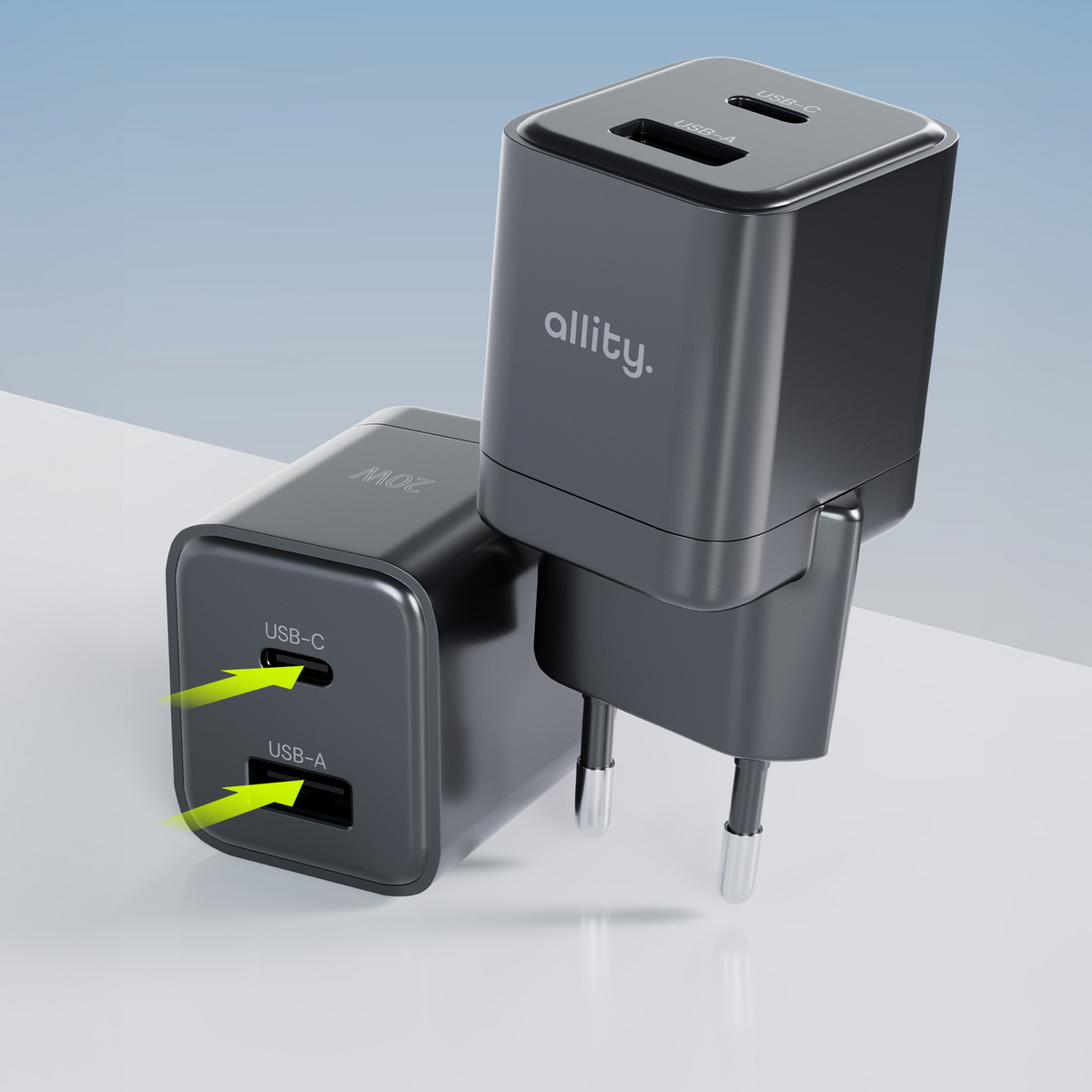 Φορτιστής Δικτύου Allity. ATC-01-30WAC Mini, 30W, 3A, 1 x USB-A - 1 x USB-C, Μαύρο