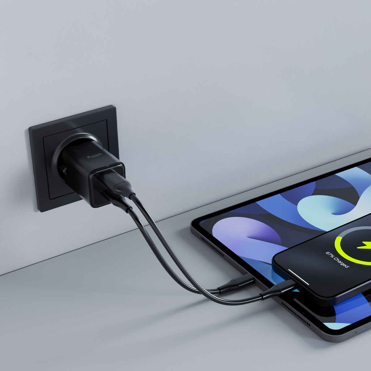 Φορτιστής Δικτύου Allity. ATC-01-30WAC Mini, 30W, 3A, 1 x USB-A - 1 x USB-C, Μαύρο