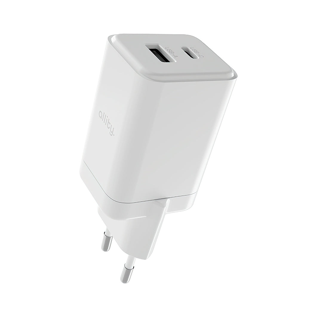Φορτιστής Δικτύου Allity. ATC-01-45WCC Fast, 45W, 3A, 1 x USB-A - 1 x USB-C, Λευκό