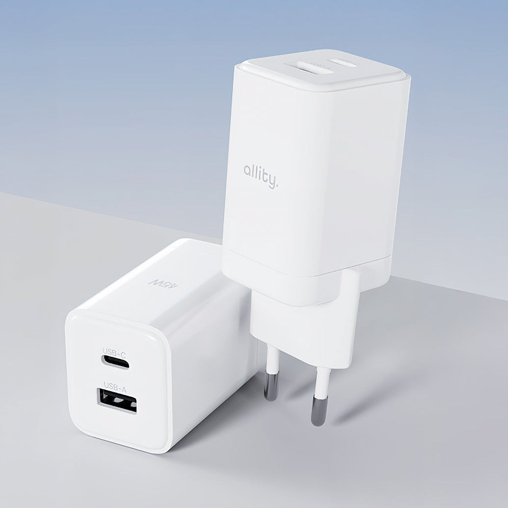 Φορτιστής Δικτύου Allity. ATC-01-45WCC Fast, 45W, 3A, 1 x USB-A - 1 x USB-C, Λευκό