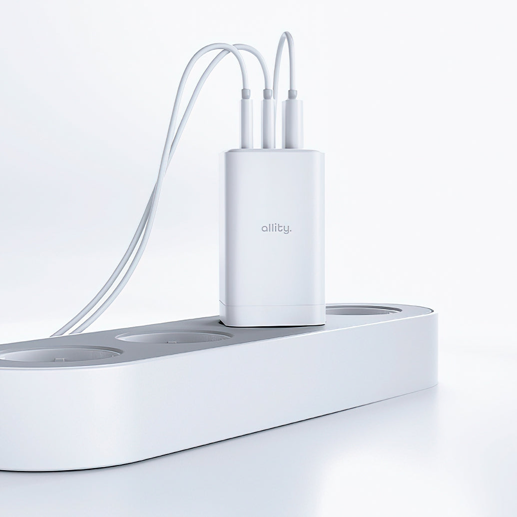 Φορτιστής Δικτύου Allity. ATC-01-65WACC Fast, 65W, 3.25A, 1 x USB-A - 2 x USB-C, Λευκό