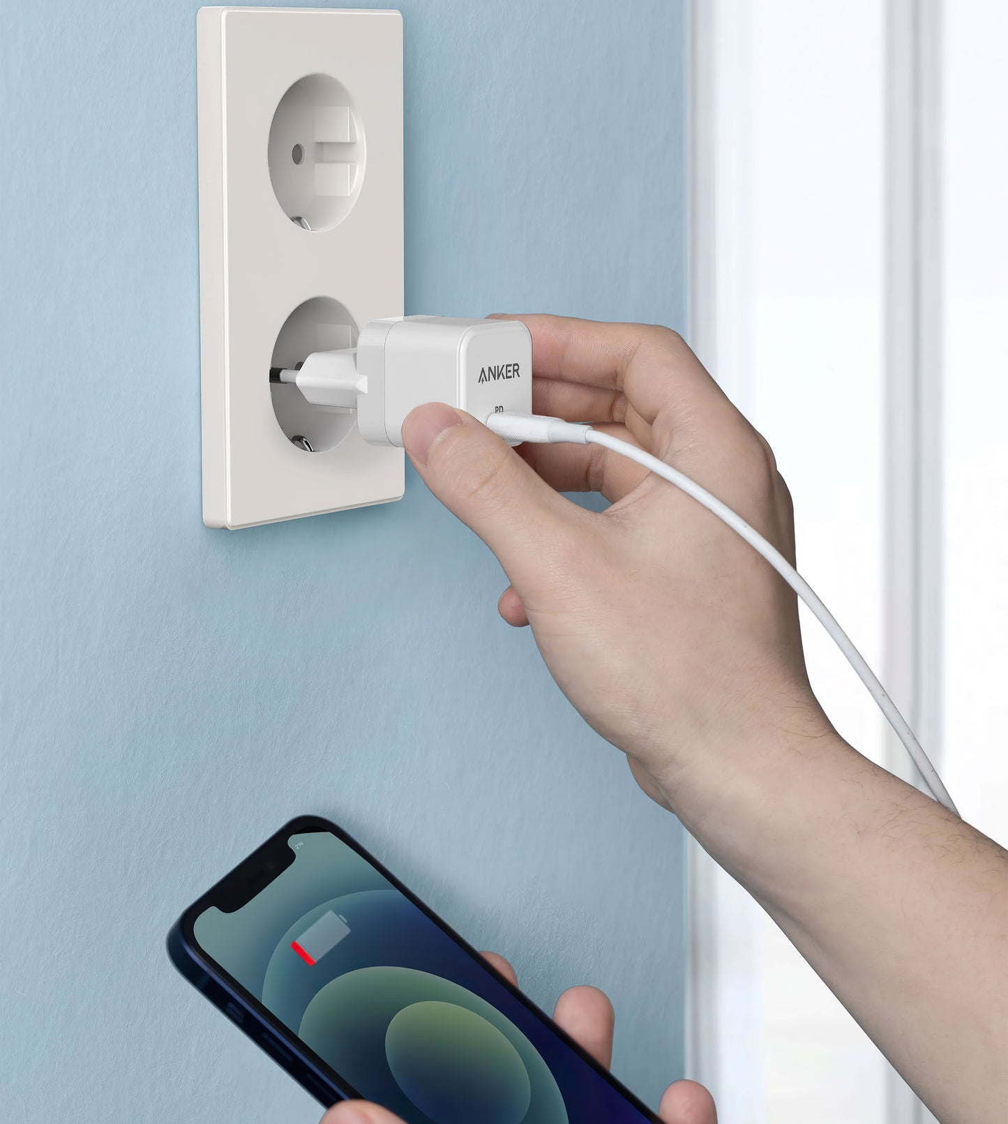 Φορτιστής δικτύου Anker PowerPort III Cube, 20W, 3A, 1 x USB-C, λευκό A2149G21