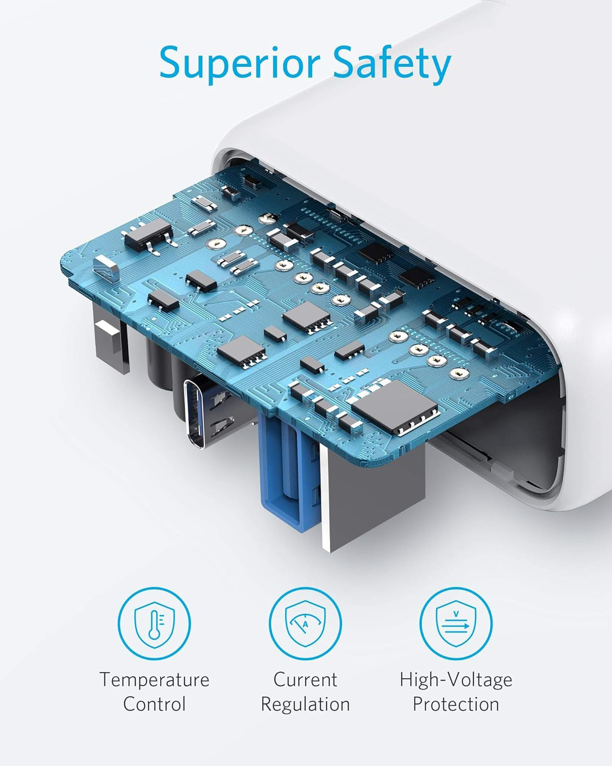 Φορτιστής δικτύου Anker PowerPort PD+ 2, 35W, 3A, 1 x USB-A - 1 x USB-C, λευκό A263636G21