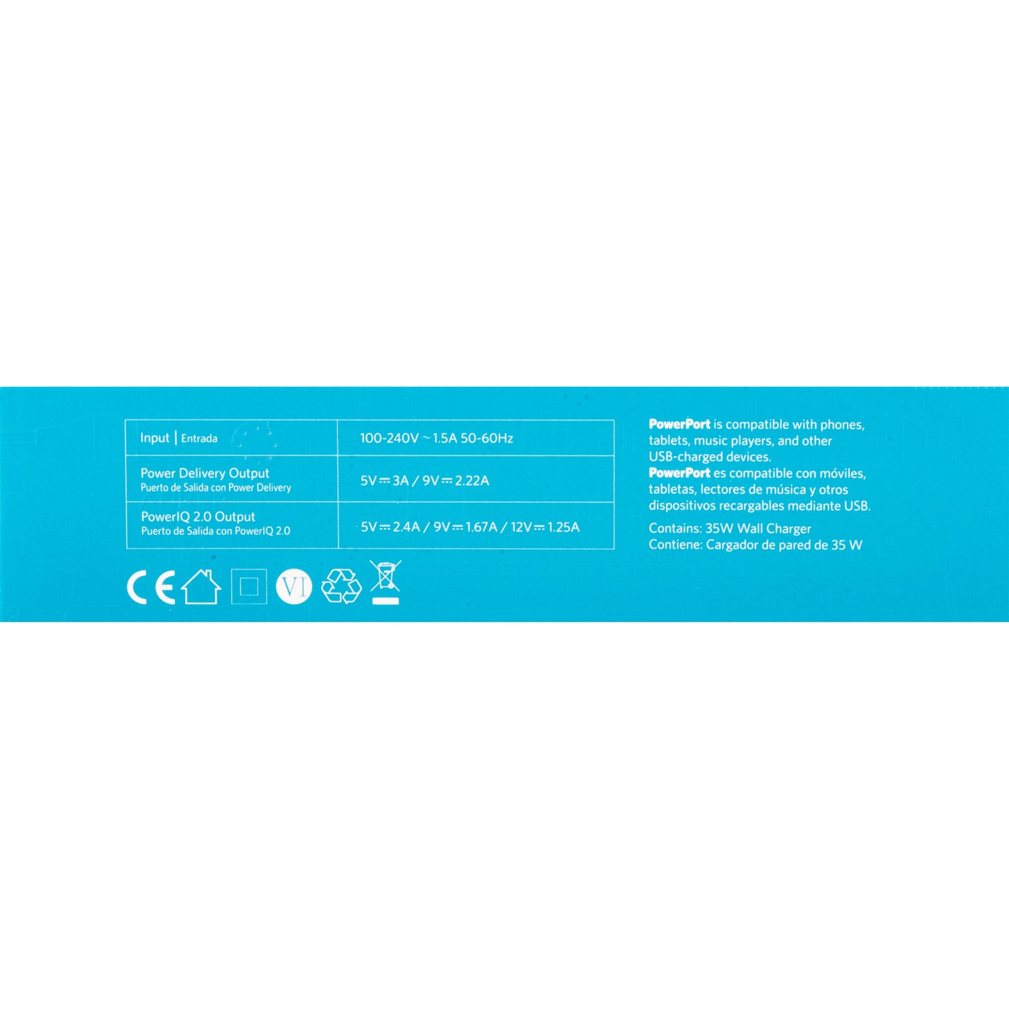 Φορτιστής δικτύου Anker PowerPort PD+ 2, 35W, 3A, 1 x USB-A - 1 x USB-C, λευκό A263636G21