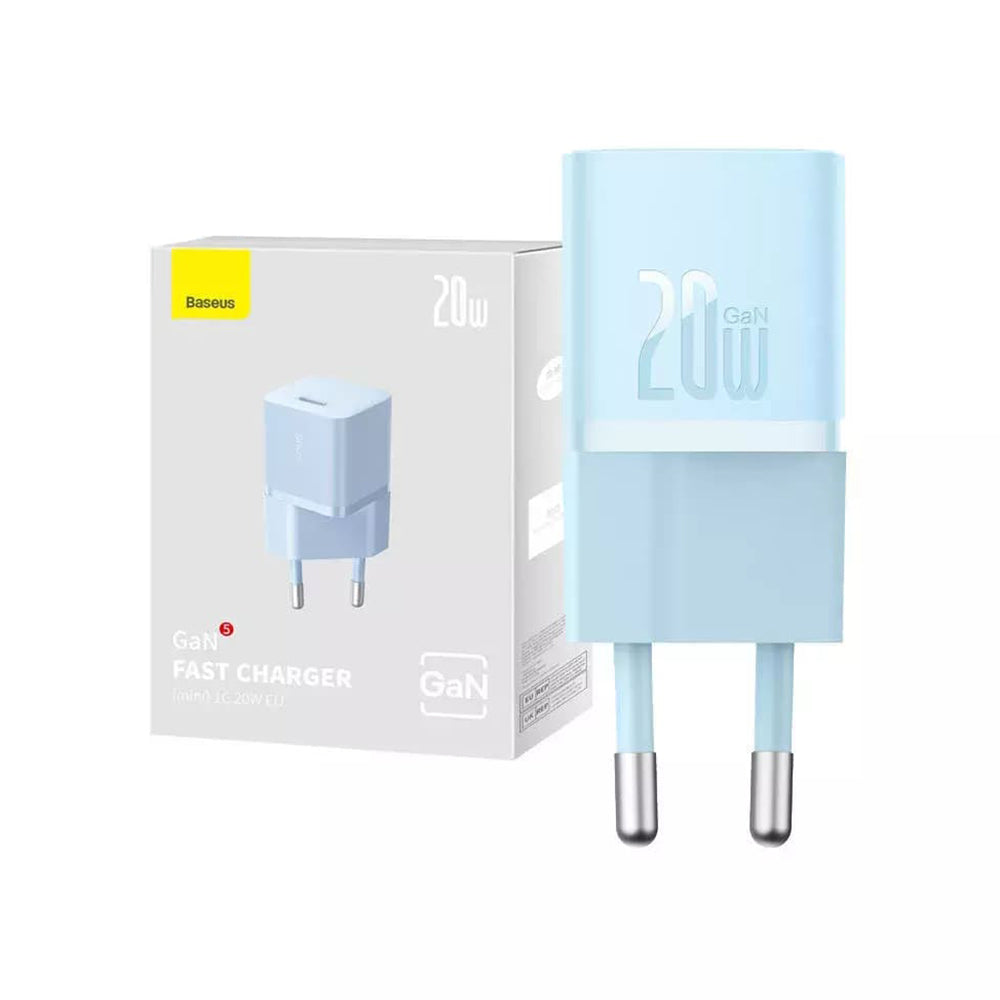 Φορτιστής Δικτύου Baseus GaN Mini 1C, 20W, 3A, 1 x USB-C, Μπλε CCGN050103