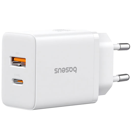 Φορτιστής δικτύου Baseus Cube, 30W, 2.4A, 1 x USB-A - 1 x USB-C, Λευκό P10111404213-00