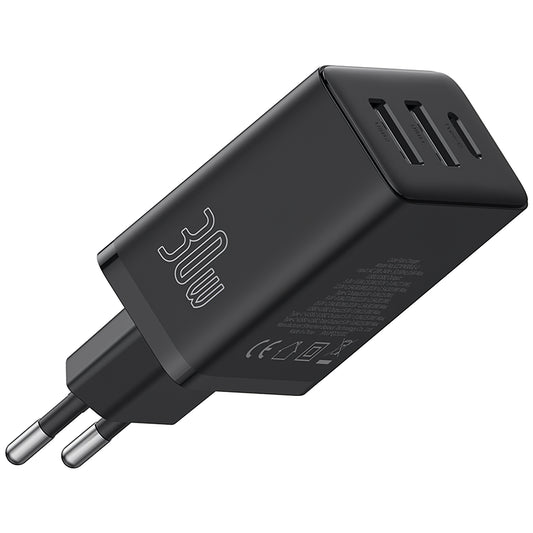 Φορτιστής δικτύου Baseus Cube, 30W, 3A, 1 x USB-C - 2 x USB-A, Μαύρο P10111402113113-00