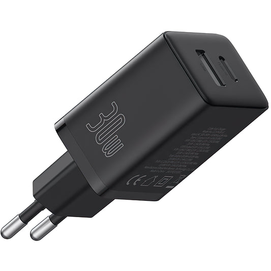 Φορτιστής δικτύου Baseus Cube, 30W, 2,4A, 1 x USB-A - 1 x USB-C, Μαύρο P10111404113113113-00