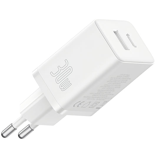 Φορτιστής δικτύου Baseus Cube, 30W, 2.4A, 1 x USB-A - 1 x USB-C, Λευκό P10111404213-00