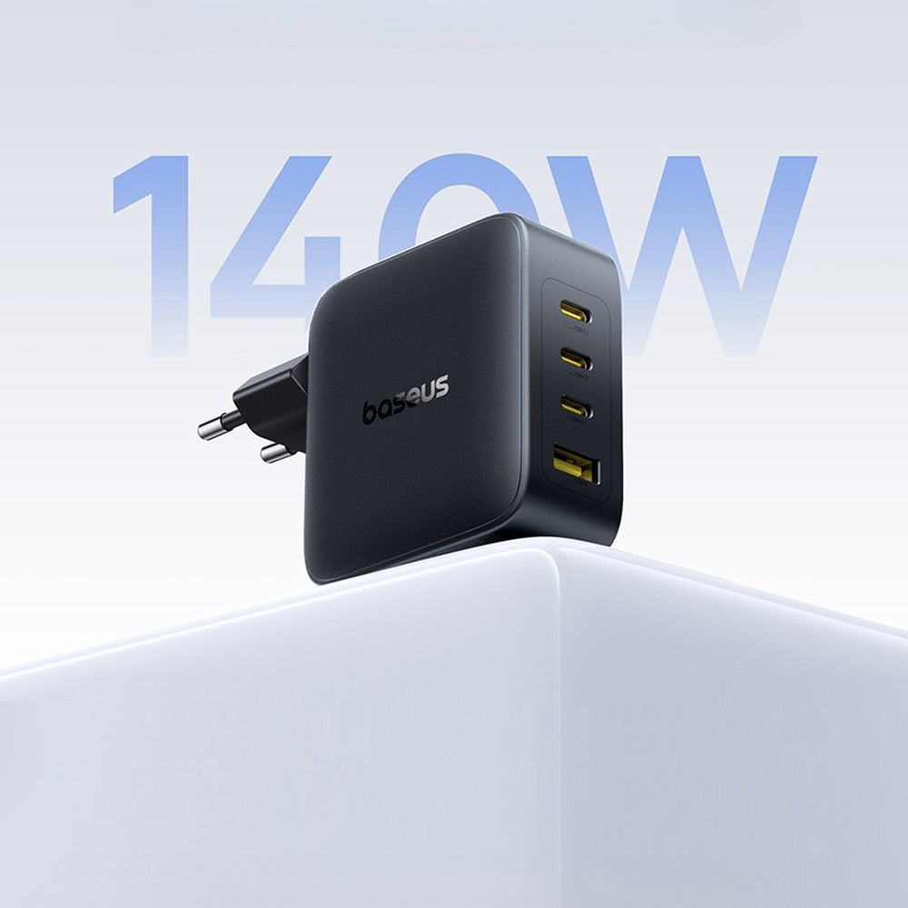 Φορτιστής Δικτύου Baseus EnerFill FH11, 140W, 5A, 1 x USB-A - 3 x USB-C, Μαύρος E0121J00