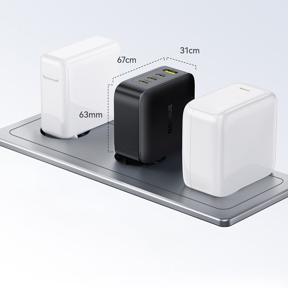 Φορτιστής Δικτύου Baseus EnerFill FH11, 140W, 5A, 1 x USB-A - 3 x USB-C, Μαύρος E0121J00