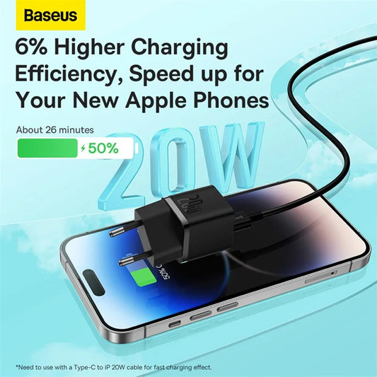 Φορτιστής δικτύου Baseus GaN GaN Mini 1C, 20W, 3A, 1 x USB-C, λευκό CCGN050102
