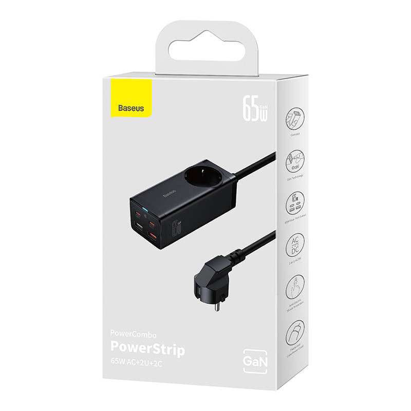 Πολύπριζο Baseus GaN3 Pro, 1 x Schuko, Μαύρο PSZM000901