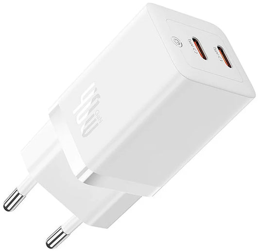 Φορτιστής Δικτύου Baseus GaN5 Pro, 40W, 3A, 2 x USB-C, Λευκό CCGP180102