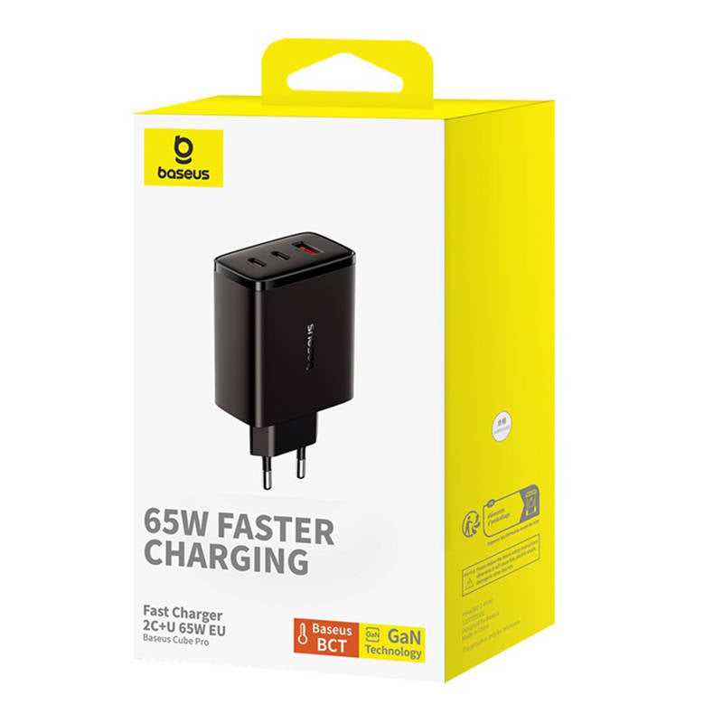 Φορτιστής Δικτύου Baseus Cube Pro, 65W, 3.25A, 1 x USB-A - 2 x USB-C, Μαύρο P10152301113-00