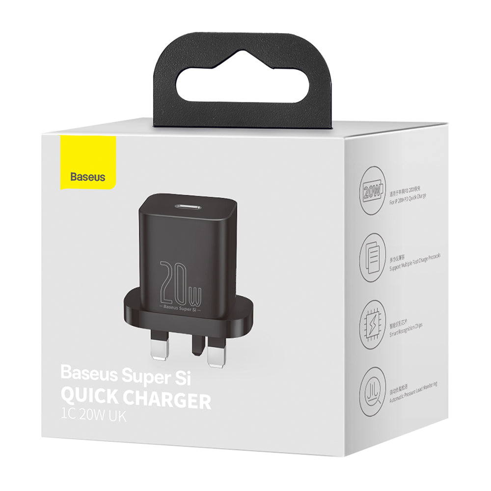 Φορτιστής Δικτύου Baseus Super Si UK, 20W, 3A, 1 x USB-C, Μαύρος CCSUP-K01