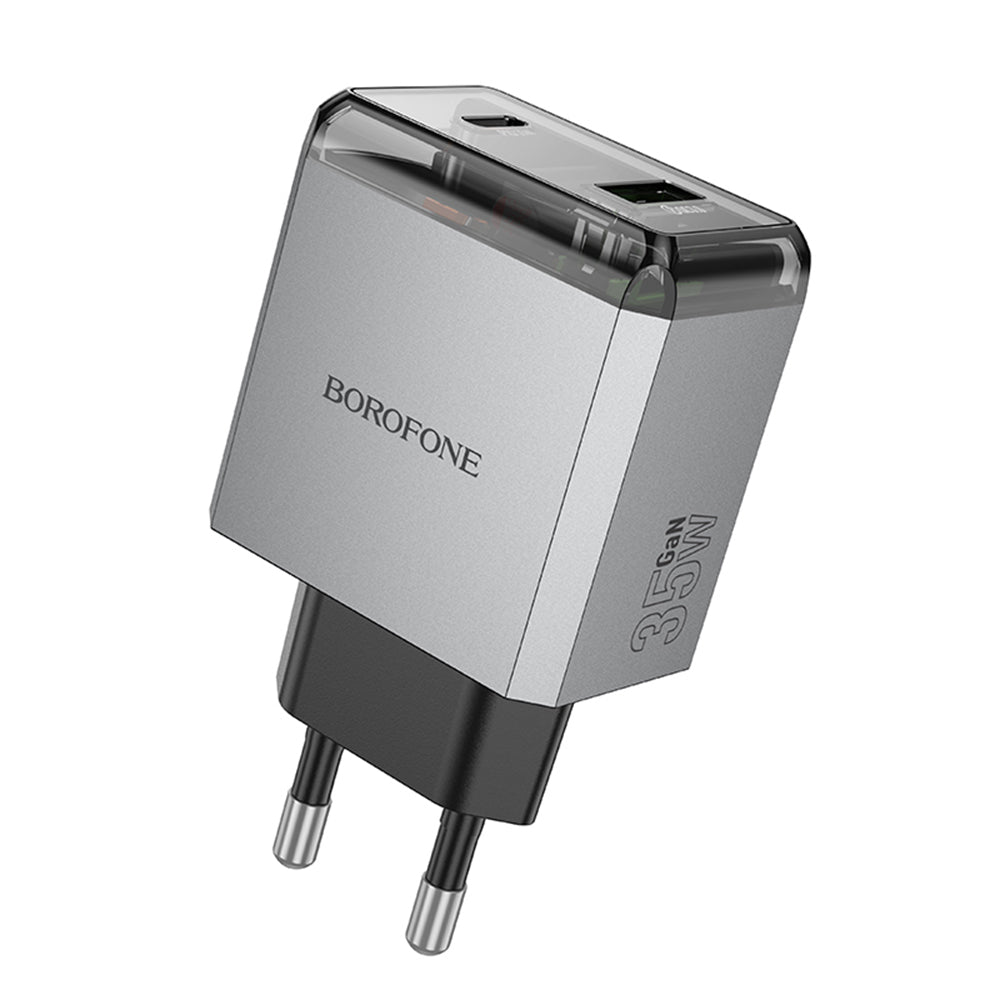 Φορτιστής Δικτύου Borofone BN20 Lena, 35W, 3A, 1 x USB-A - 1 x USB-C, Γκρι