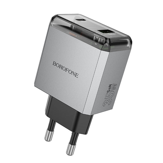 Φορτιστής Δικτύου Borofone BN20 Lena, 35W, 3A, 1 x USB-A - 1 x USB-C, Γκρι