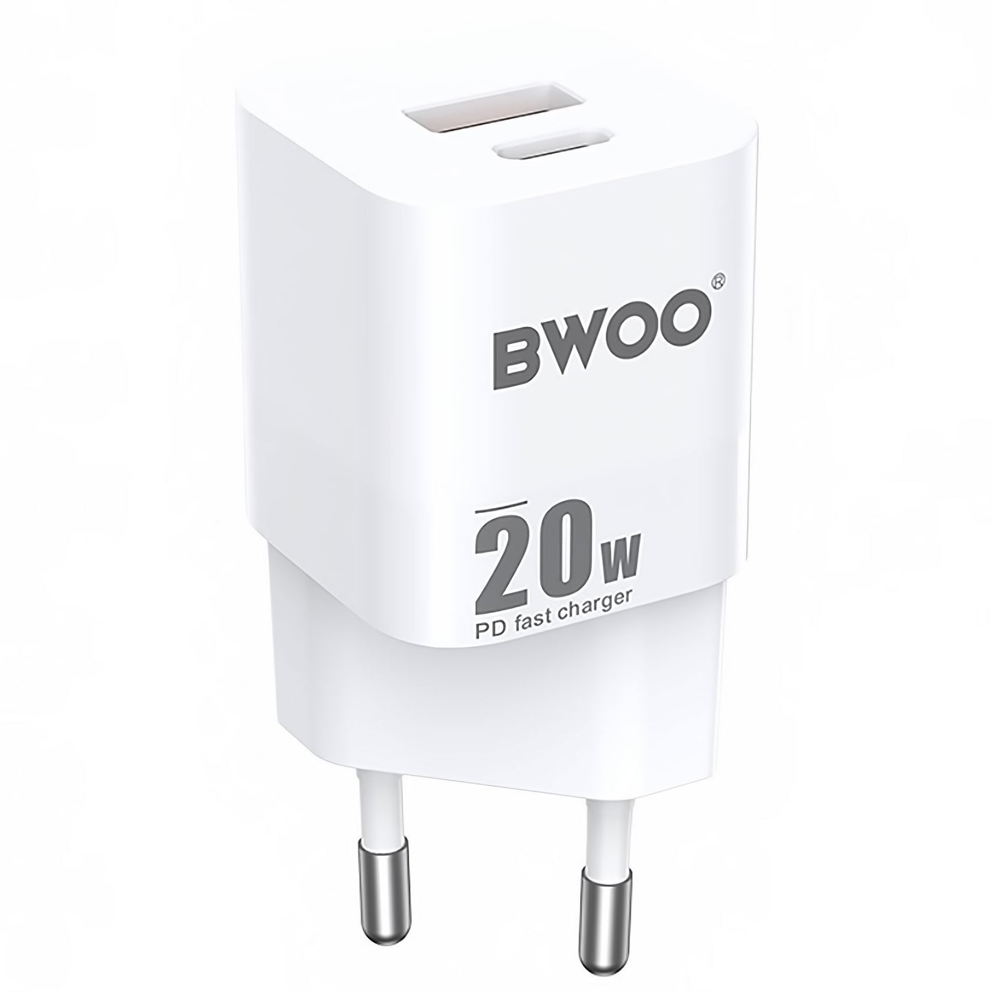 Φορτιστής δικτύου BWOO BO-CDA156, 20W, 3A, 1 x USB-A - 1 x USB-C, Λευκό