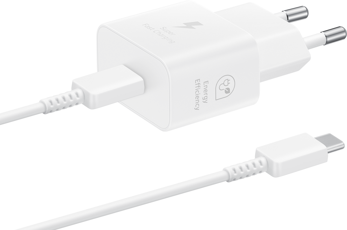 Samsung Καλώδιο USB-C Φορτιστής δικτύου Samsung, 25W, 3A, 1 x USB-C, Λευκό EP-T2510XWEGEU