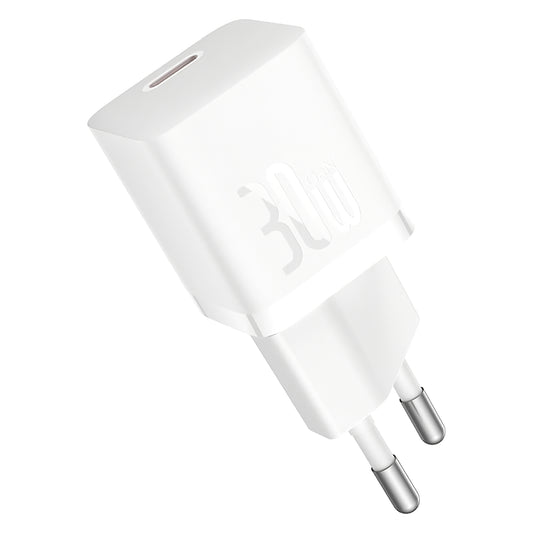 Baseus GaN5S Φορτιστής δικτύου με καλώδιο USB-C GaN5S, 30W, 3A, 1 x USB-C, λευκό P1011090902213-00