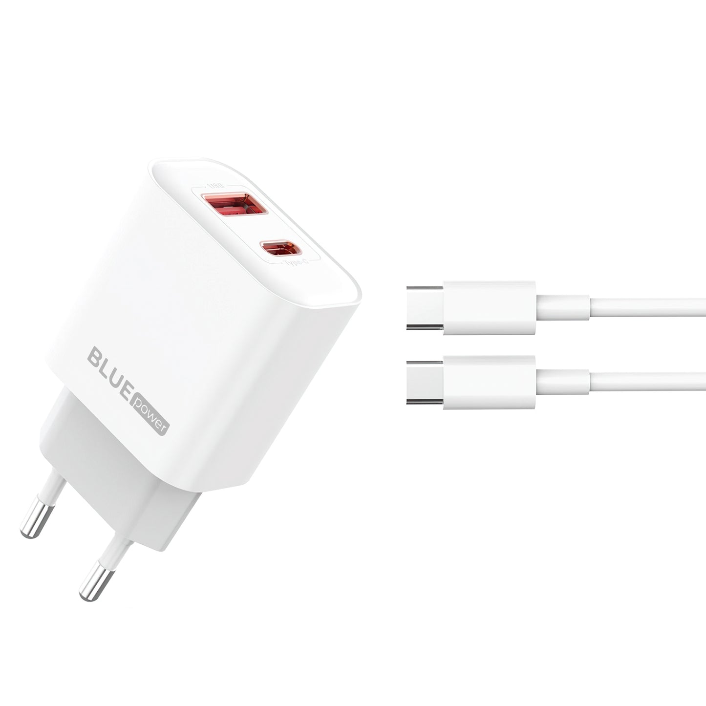 Blue Power BPCE12C Φορτιστής δικτύου με καλώδιο USB-C BPCE12C, 20W, 3A, 1 x USB-A - 1 x USB-C, Λευκό