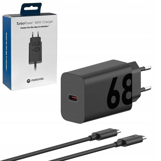 Φορτιστής δικτύου με καλώδιο USB-C Motorola, 68W, 6.2A, 1 x USB-C, μαύρο PG38C06281