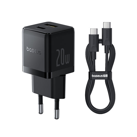 Φορτιστής Δικτύου με Καλώδιο USB-C Baseus Palm, 20W, 3A, 1 x USB-A - 1 x USB-C, Μαύρο P10111608113-01