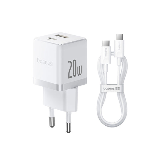 Φορτιστής Δικτύου με Καλώδιο USB-C Baseus Palm, 20W, 3A, 1 x USB-A - 1 x USB-C, Λευκό P10111608213-01