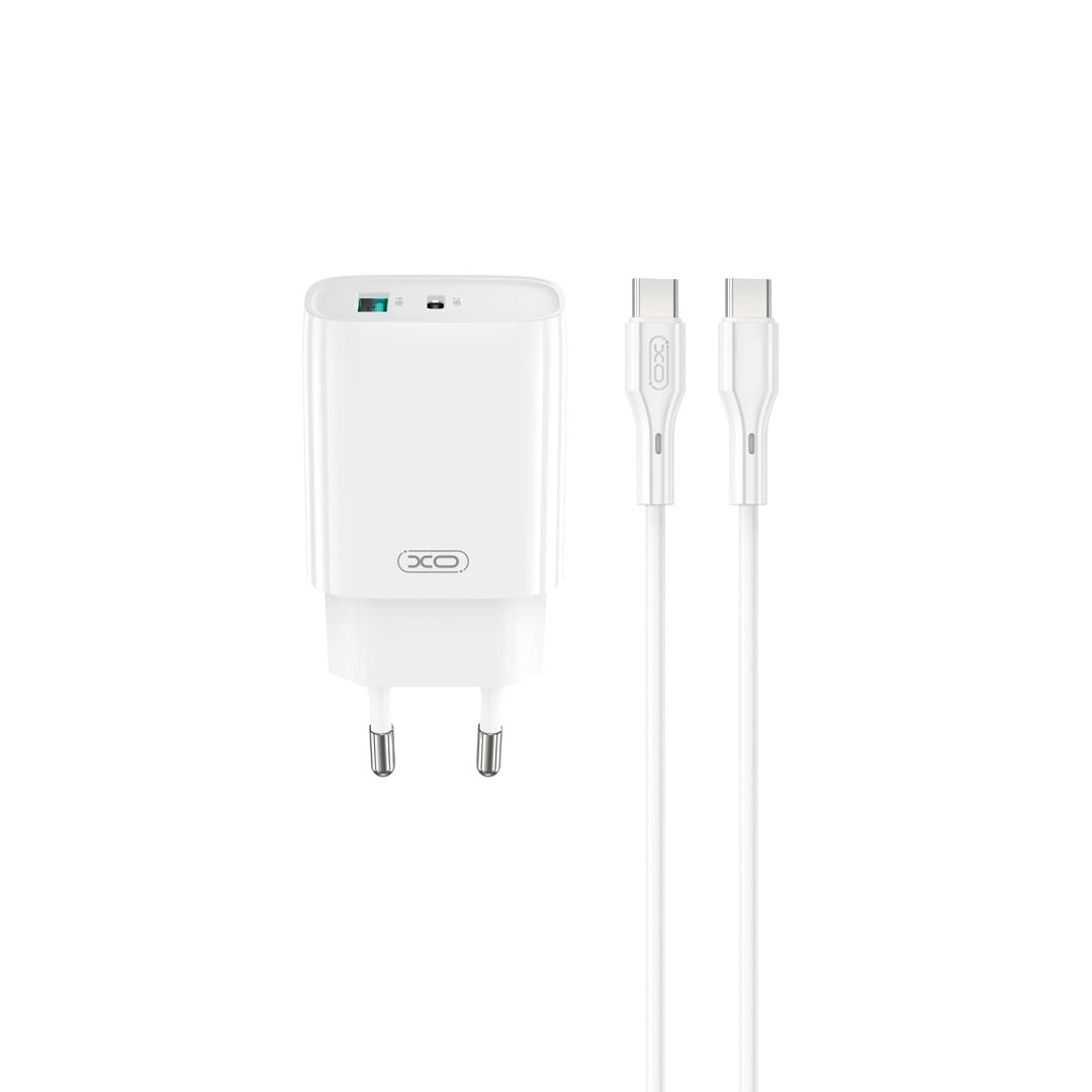 Φορτιστής Δικτύου με Καλώδιο USB-C XO Design CE29, 20W, 3A, 1 x USB-A - 1 x USB-C, Λευκό