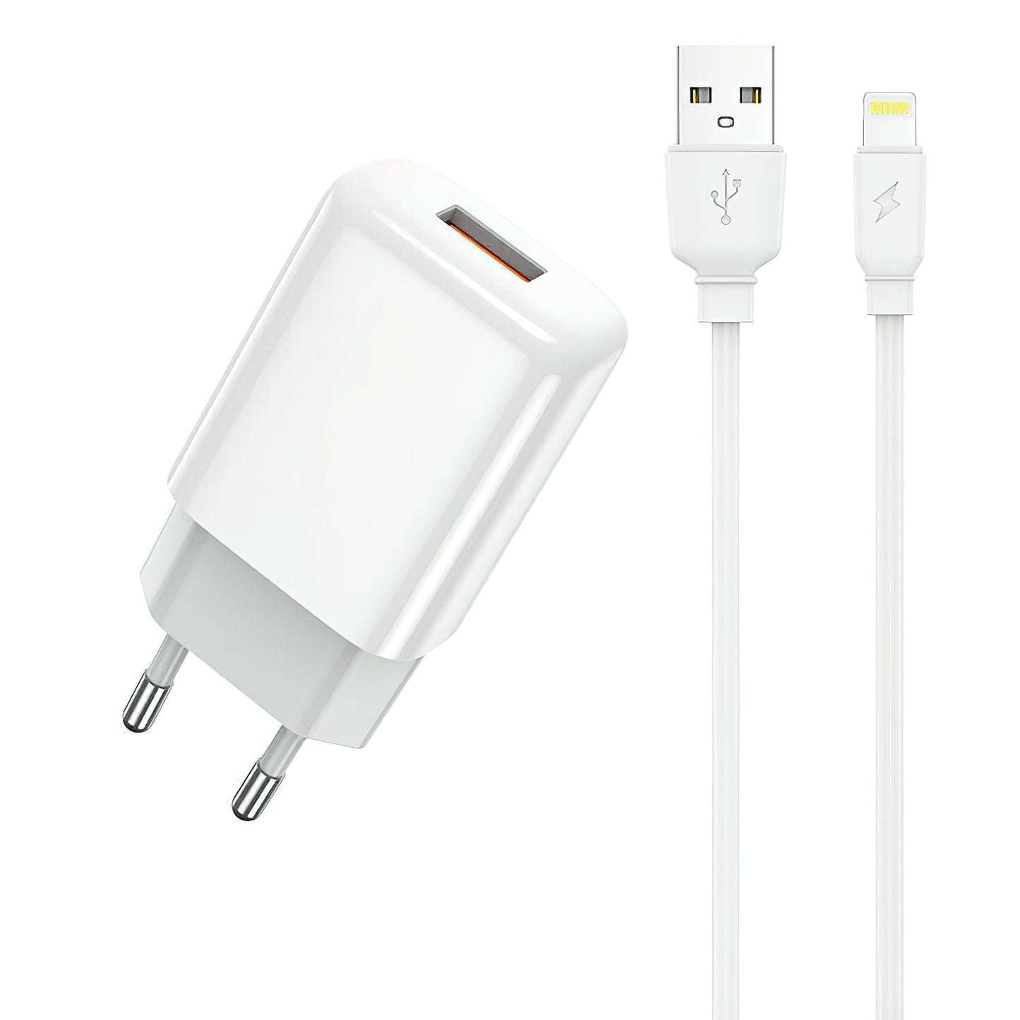 Φορτιστής Δικτύου με Καλώδιο Lightning Prestico F9S, 12W, 2.4A, 1 x USB-A, Λευκό