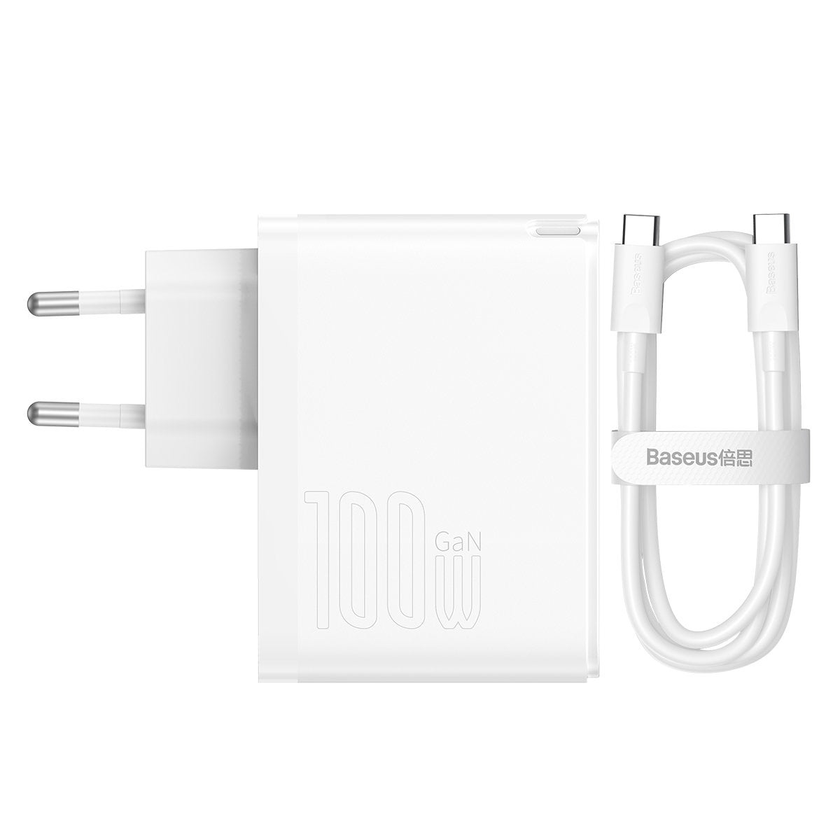 Φορτιστής Δικτύου με Καλώδιο USB-C Baseus GaN5 Pro, 100W, 3A, 1 x USB-A - 1 x USB-C, Λευκό CCGP090202