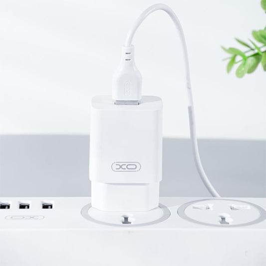Network Charger with microUSB Cable XO Design L99, 12W, 2.4A, 1 x USB-A, White
